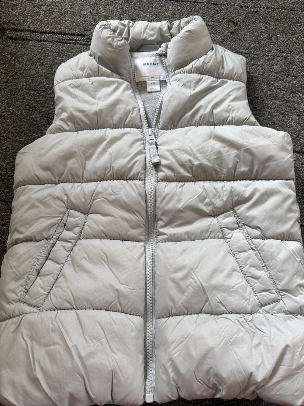 Old Navy Light Gray Quilted Puffer Vest